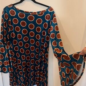 Stylish Blue and Brown Polka Dot Dress